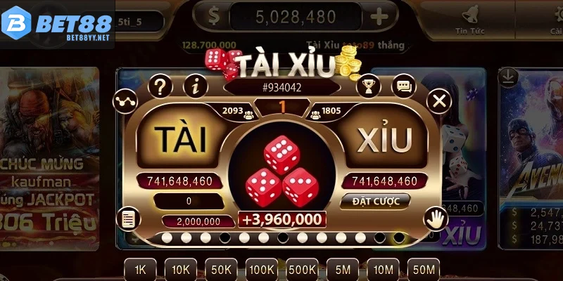 Giao diện nhà cái BET88 phù hợp chơi Tài Xỉu online