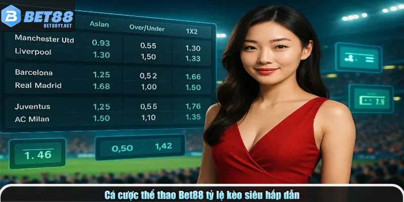 Cá cược thể thao Bet88 tỷ lệ kèo siêu hấp dẫn